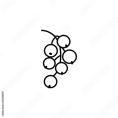 Black & white vector illustration of red or black current. Line icon of fresh berries. Vegan & vegetarian food. Health eating ingredient. Isolated object