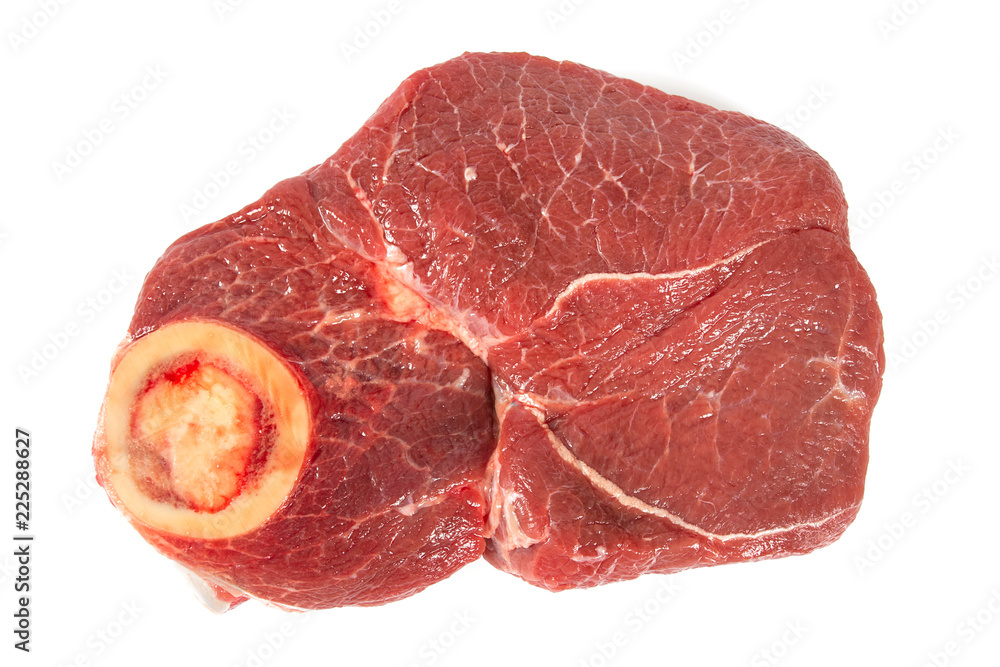 Fresh raw steak isolated on white background