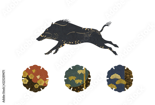 装飾的な走るイノシシ 松竹梅パターンセット Stock Illustration Adobe Stock 装飾的な走るイノシシ 松竹梅パターンセット Stock Illustration Adobe Stock