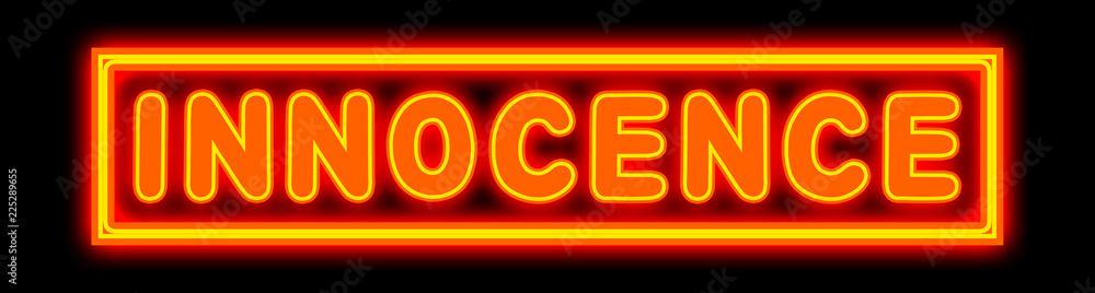 Innocence - glowing text on black background Innocence - glowing text on black background