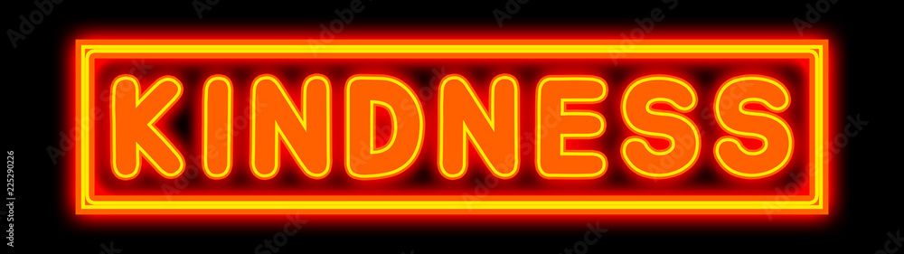 Kindness - glowing text on black background Kindness - glowing text on black background