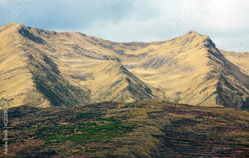 scenic view of barren mountains near Chinchero, Peru