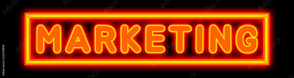 Marketing - glowing text on black background Marketing - glowing text on black background
