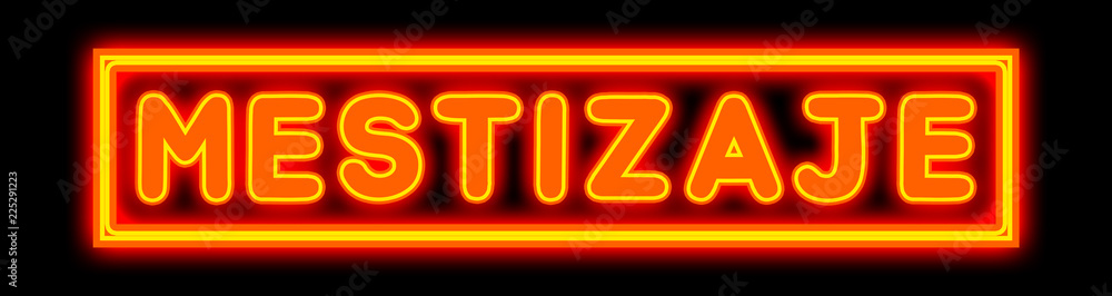 Mestizaje - glowing text on black background Mestizaje - glowing text on black background