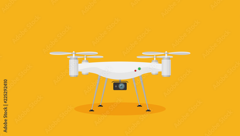 Remote aerial drone with a camera. Flat design. Remote aerial drone with a camera. Flat design.