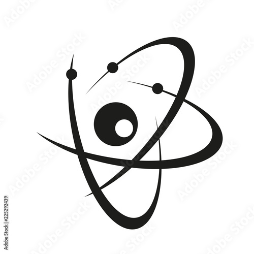 Foto simple atom symbol, molecule concept, structure of the nucleus, atom label, mole