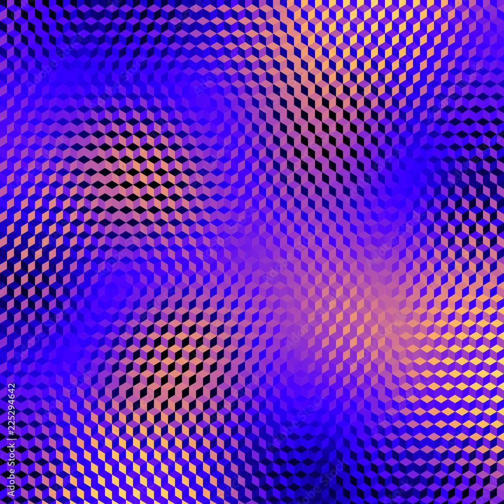 Blurred background. Geometric abstract pattern in low poly style. Effect of a glass. Small cubes. Vector image. Blurred background. Geometric abstract pattern in low poly style. Effect of a glass. Small cubes. Vector image.