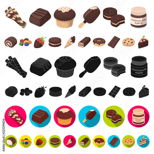 Chocolate Dessert cartoon icons in set collection for design. Chocolate and Sweets vector symbol stock web illustration.