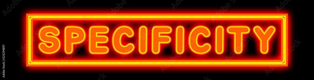 Specificity - glowing text on black background Specificity - glowing text on black background