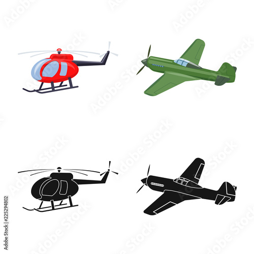 Isolated object of plane and transport icon. Collection of plane and sky stock symbol for web.