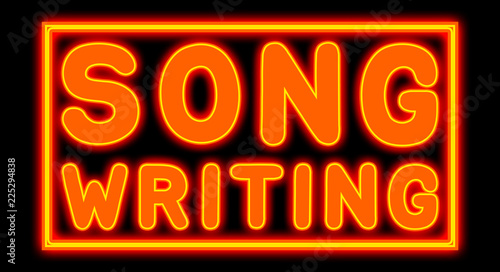 Song Writing - glowing text on black background