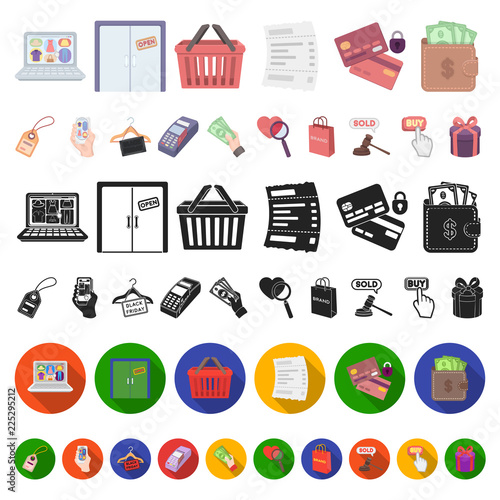 E-commerce, Purchase and sale cartoon icons in set collection for design. Trade and finance vector symbol stock web illustration.