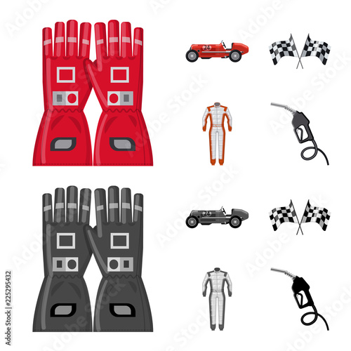 Vector design of car and rally sign. Set of car and race stock vector illustration.