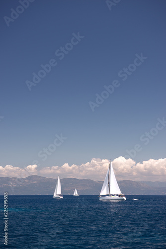 Sail boats sailing in the Mediterranean sea