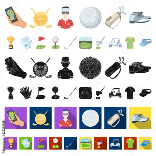 Golf and attributes cartoon icons in set collection for design.Golf Club and equipment vector symbol stock web illustration. photo