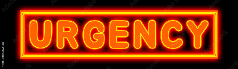 Urgency - glowing text on black background Urgency - glowing text on black background