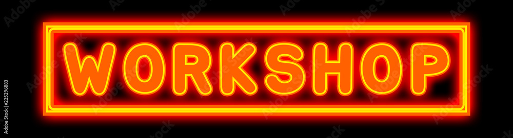 Workshop - glowing text on black background Workshop - glowing text on black background