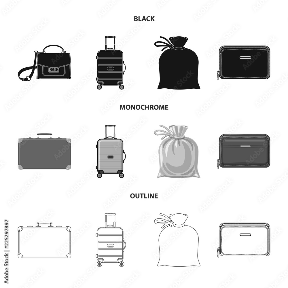 Isolated object of suitcase and baggage logo. Set of suitcase and journey stock vector illustration. Isolated object of suitcase and baggage logo. Set of suitcase and journey stock vector illustration.