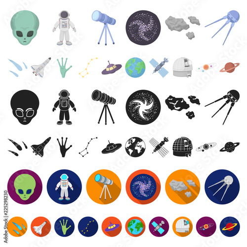 Space technology cartoon icons in set collection for design.Spacecraft and equipment vector symbol stock web illustration.