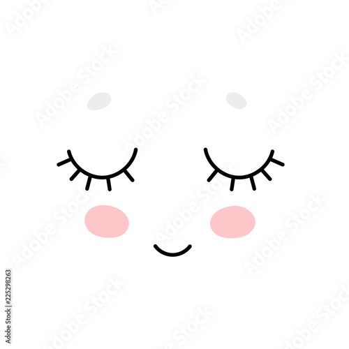 Cute cartoon face, Scandinavian print or poster design