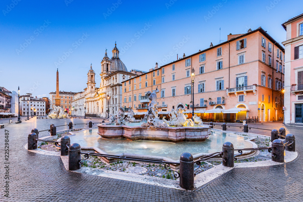 Rome, Italy. The Moor Fountain at Piazza Navona.