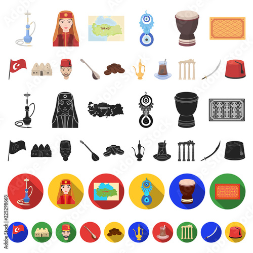 Turkey country cartoon icons in set collection for design.Travel and attractions vector symbol stock web illustration.