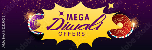 diwali sale banner with crackers