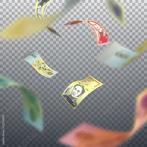 Falling of Bolivars banknote