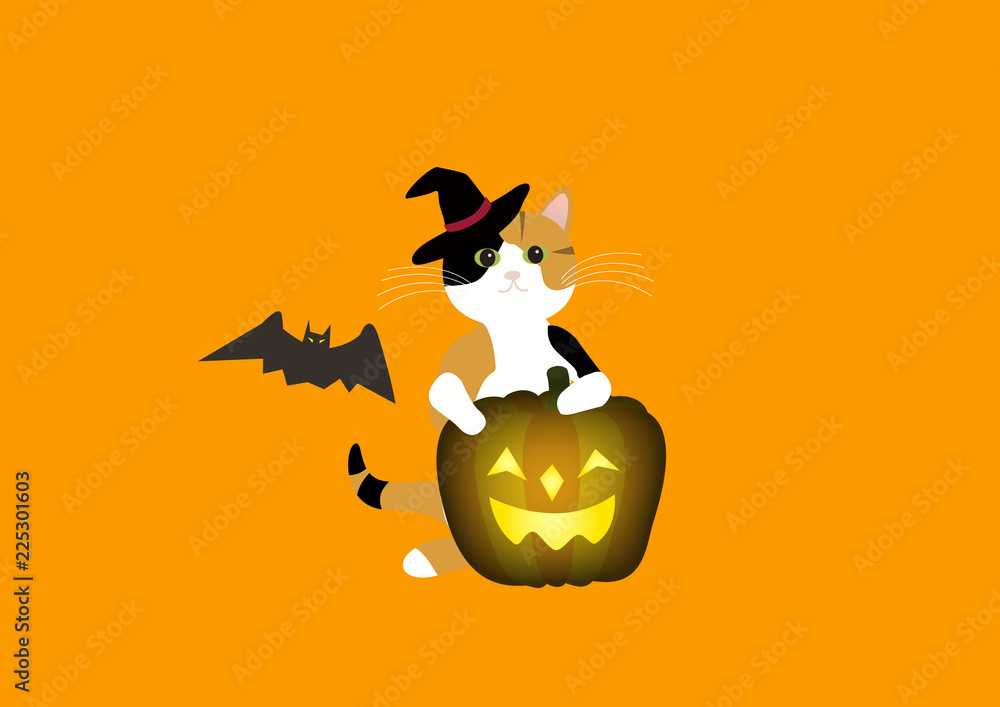 Fototapeta premium おすまし三毛猫のハロウィーン
