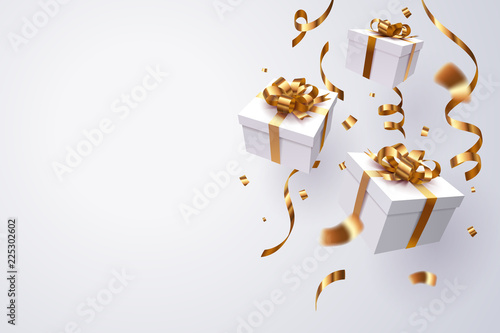 Falling gift box, Happy new year celebration.