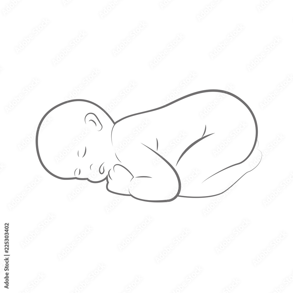 new born baby is sleeping line drawing outlline Stock Vector ...