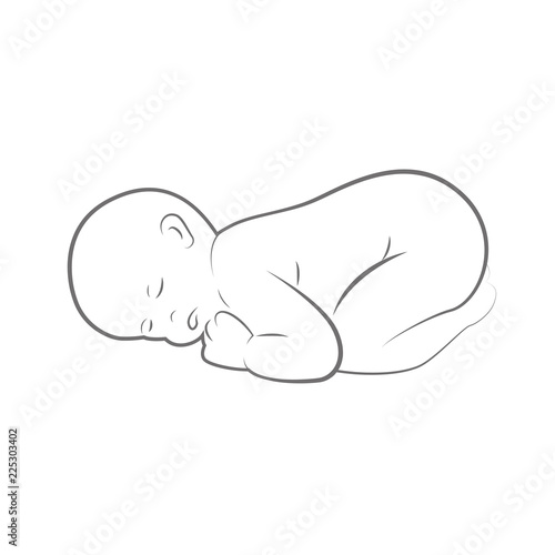 new born baby is sleeping line drawing outlline
