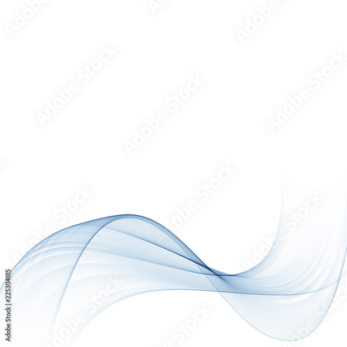 Abstract vector background, transparent waved lines for brochure, website, flyer design. Blue smoke wave. © Kateryna