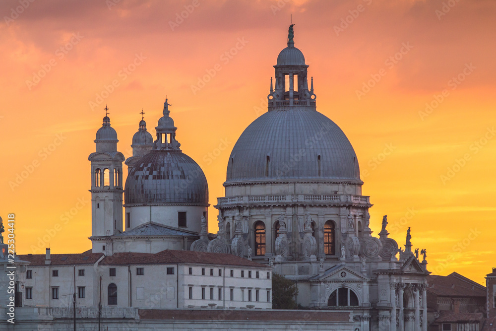 Basilica Santa Maria della salute and sunset sky, Venice