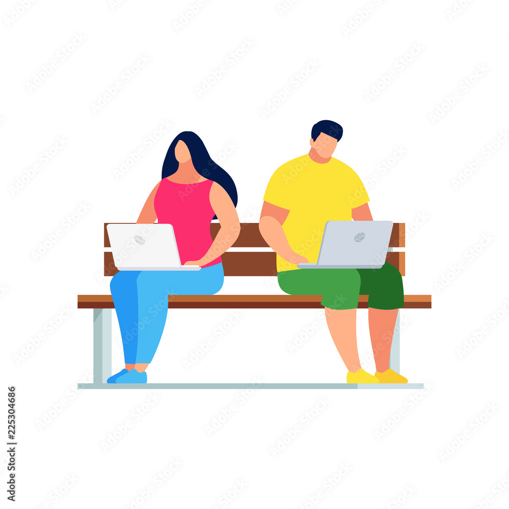 Man and woman sitting on a bench. Man and woman sitting on a bench.