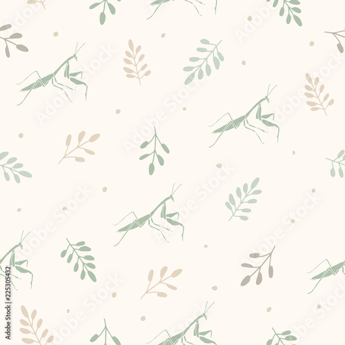 Silhouette vector seamless pattern. Nature print. Fabric design element.
