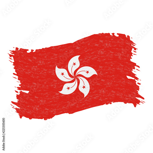 Flag of Hong Kong, Grunge Abstract Brush Stroke Isolated On A White Background. Vector Illustration.