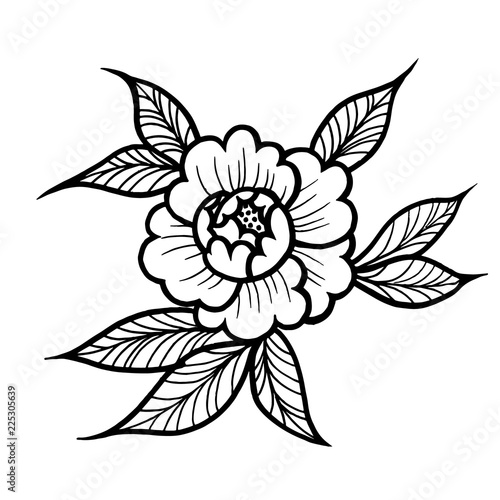 Fototapeta Naklejka Na Ścianę i Meble -  Tattoo Rose flower. Vector illustration art Isolated vector