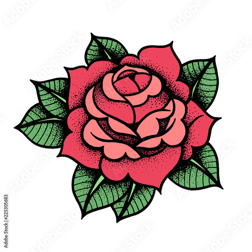 Tattoo Rose flower. Vector illustration art Isolated vector