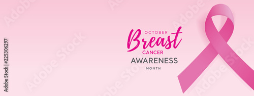 Breast cancer awareness campaign banner background with pink ribbon