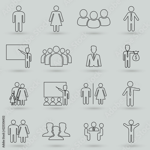 People line icon set. Thin line vector icons for website design and development, app development. Flat vector illustration