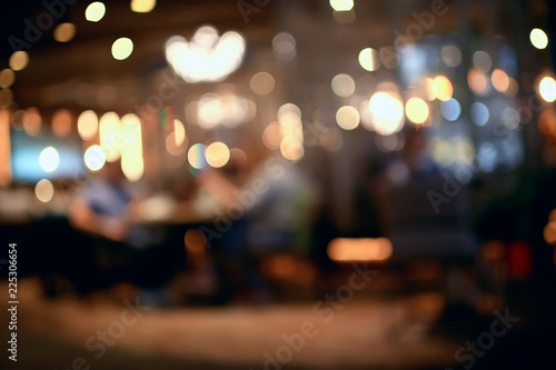 Photography blurred background in restaurant interior / serving and details in blurred bokeh