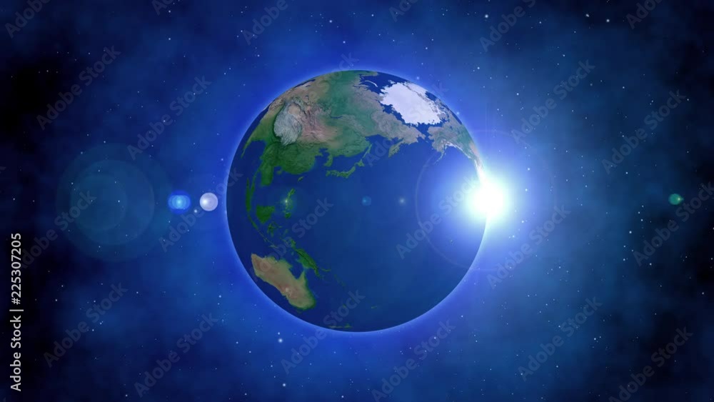 レンズフレアと地球から日本へズーム レンズフレアと地球から日本へズーム