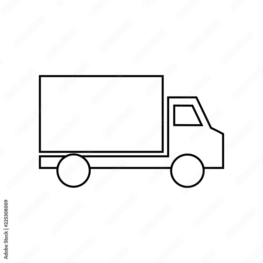 Truck Line Icon. Thin line illustration for any web design. Trendy flat ui sign, graphic pictogram.