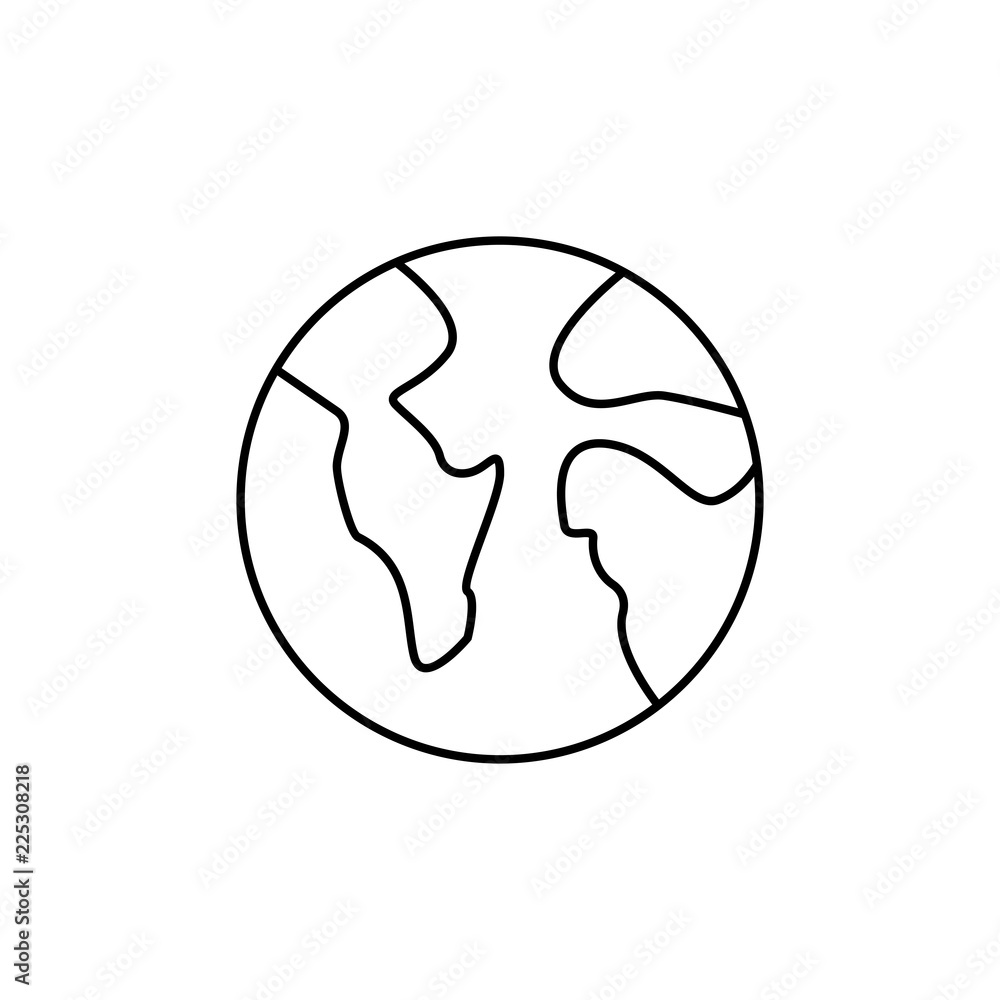 Earth Line Icon. Vector Icon Isolated on White Background. Trendy flat ui sign design, graphic pictogram.