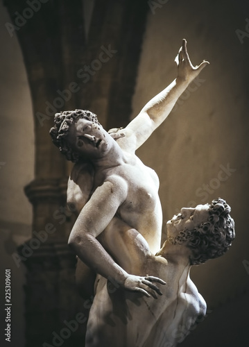 Ratto delle Sabine is a statue, by Giambologna 1574, in the Loggia dei Lanzi in Piazza della Signoria in Florence. photo