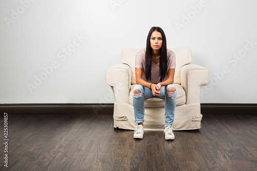 Young woman on a couch