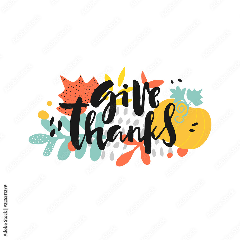 Obraz premium Give thanks hand drawn background