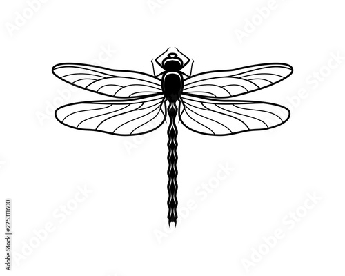Black Dragonfly Sign Symbol Icon Logo Vector
