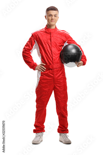 Racer with a helmet